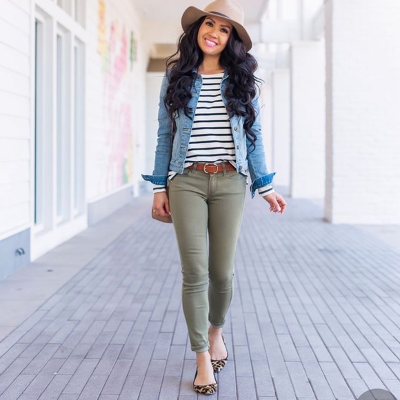 Denim Blvd Denim - Olive Green distressed Skinny Jeans